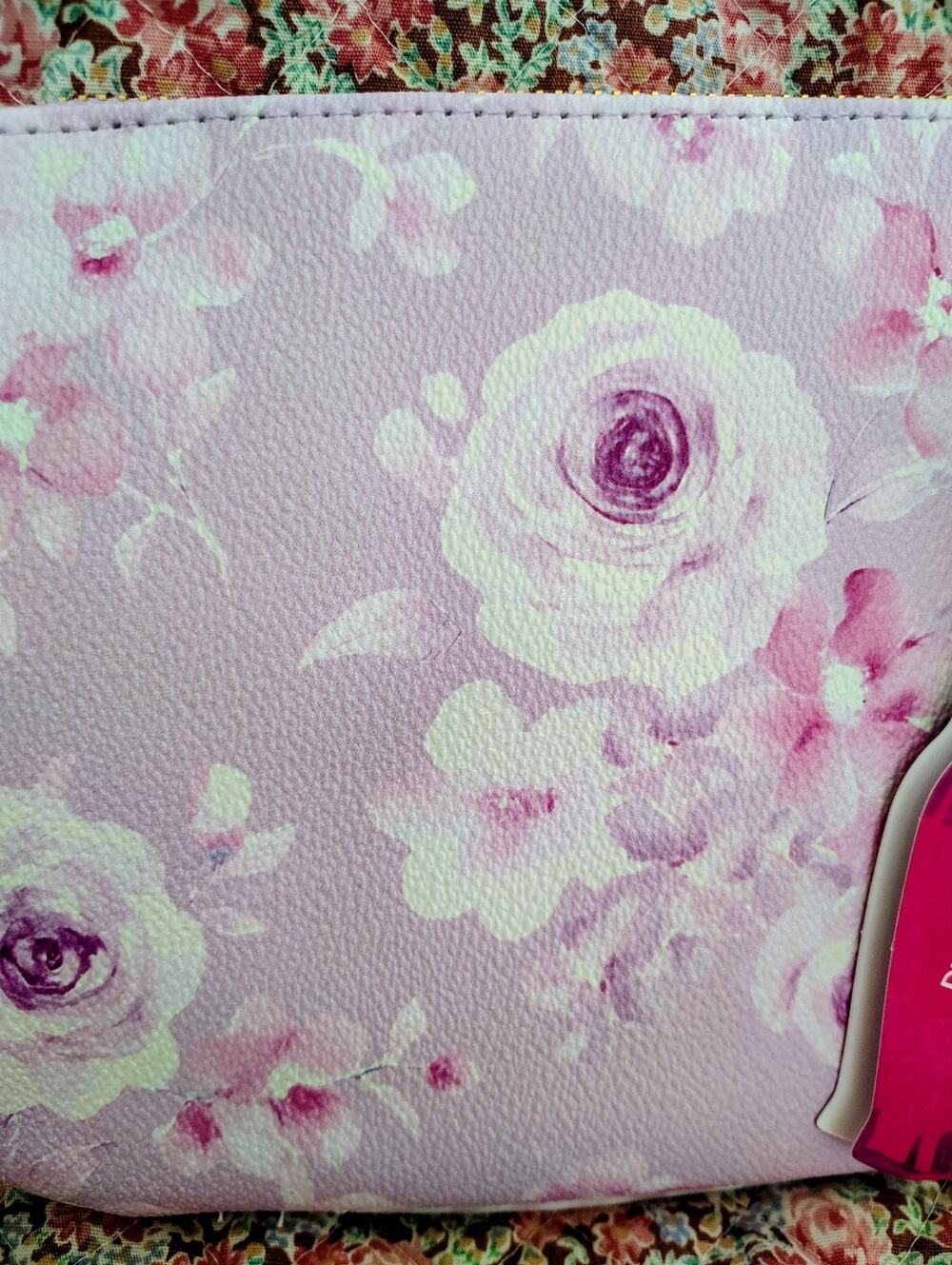 Hi Peach Layne purple floral large zipper pouch